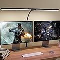 Double Head LED desk lamp for Office Home,Desk Lamp with Fixture for Eye Protection?Clip on Light with Long Flexible Gooseneck,6 Color Modes, 9 Lighting Modes Dimmabl?Auto Setting?2 mode timer