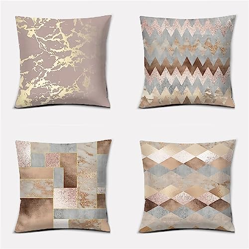 Gris Fundas Cojines Sofa 4 Piezas Doble Cara Nórdico Funda Cojin Plaza Suave Cojines Decorativos con Cremallera Oculta Cojines Exterior Impermeable para Hogar Cama Funda Almohada 80x80cm JF-6164