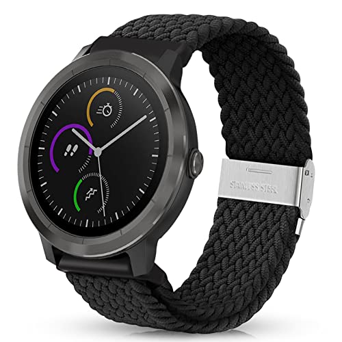 HUZU Correa para Garmin Vivoactive 3/3 Music, 20mm Nylon Deportiva Correa de Reloj Elástica Trenzada Pulsera de Repuesto para Garmin Forerunner 245/245 Music/Forerunner 645/645 Music/Vivomove HR Cover