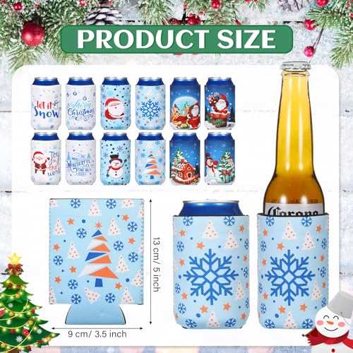Tioncy 60 pcs Christmas beer Can Cooler Sleeves 12 oz Funny Can Sleeves Xmas Soda Beer Can Sleeves Reusable Insulated Covers for Christmas Winter Party Decorations Supplies(Snowflake Style) by Tioncy - Image 2