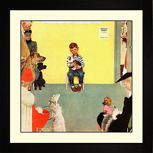 BigOfficeArt Norman Rockwell at The VET'S Framed Veterinarian Wall Hanging Art Gift