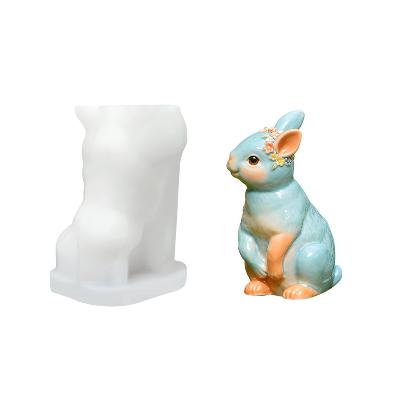 Jazuaiao Food Safe Silicone Rabbits Detailed Easters Decoration for Figurines and Craft Projects Silicone