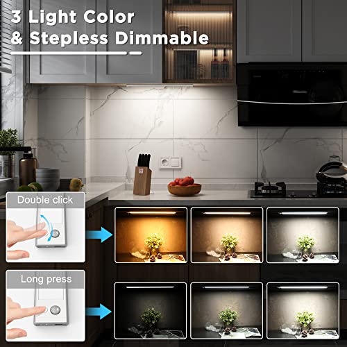 SOAIY Set of 2 Rechargeable Under Cabinet Kitchen LED Strip 40 cm with Motion Sensor, White - Image 4