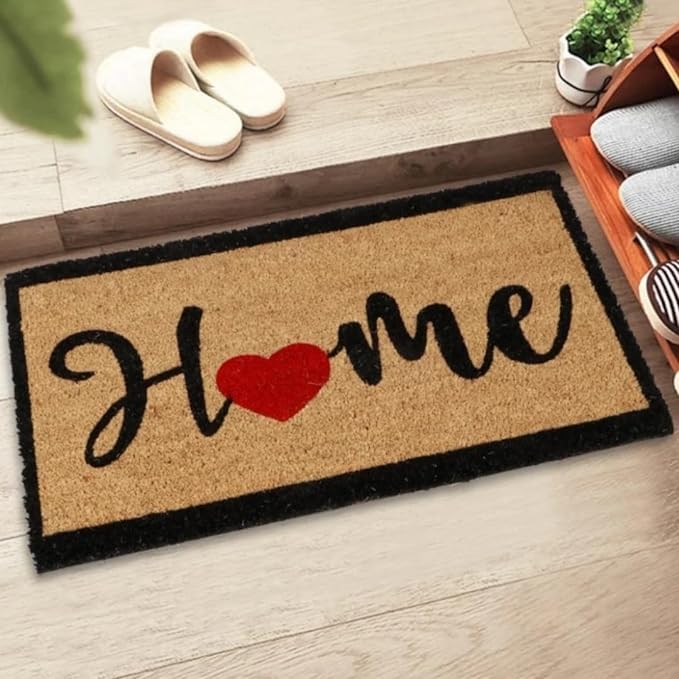Door mat Natural Coir Backed by PVC Door Mat Printed Long Lasting Entrance Anti Skid for Indoor,Outdoor, Home and Office - 75 x 1.5 x 45cm (Home) (Rectangular) (B0D73SRNPY) Amazon Price History, Amazon Price Tracker