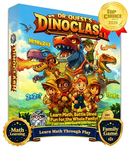 Dr. Quest Dino Clash Educational Math Board Game | Dinosaur-Themed