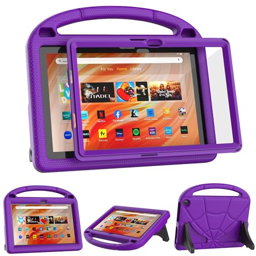 Patamiyar - Funda para tablet infantil de 10.1 pulgadas, no es compatible con tabletas Sony TCL de 10.1 pulgadas, ligera, a prueba de golpes, con soporte de asa, color morado