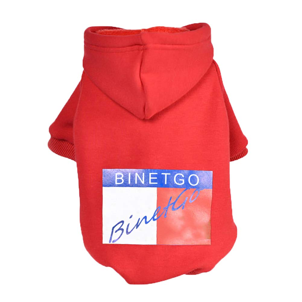 BinetGo Dog Hoodies Pet Clothes Dog Sweatshirts Pullover Cat Jackets for Doggie Clothes Cotton with Velvet Lining (Red, Small)