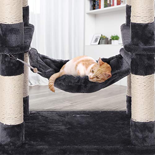 FEANDREA Multi-Level Cat Tree for Big Cats, Stable Cat Tower, Gray UPCT85G