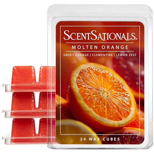 Scentsationals Wax Melts, Wax Cubes Strong Scent - Molten Orange - Long Lasting Scented Melts for Warmer, 10oz (24-Cubes)