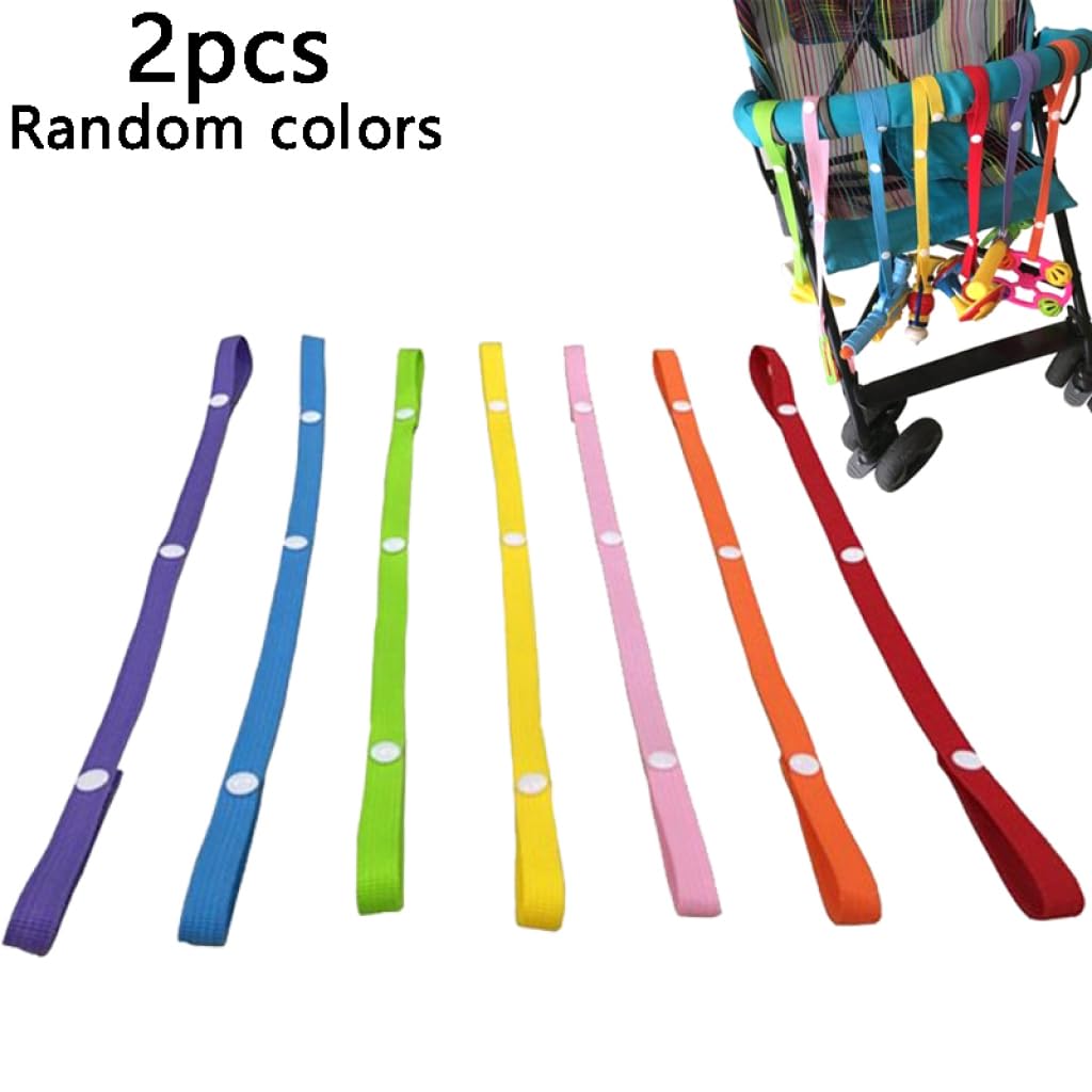 Cinghie per passeggino, 2 cinghie regolabili per appendere giocattoli, cinghia con fibbia resistente alla caduta per giocattoli, tazza, bottiglia (60 cm, colore casuale)