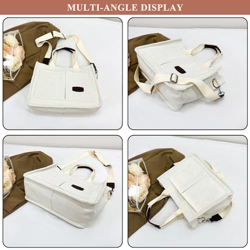 Women's Corduroy Tote Bag Large Crossbody Shoulder Bag Durable Top Handle Satchel Bag Outdoor Travel Handbag and Purse2