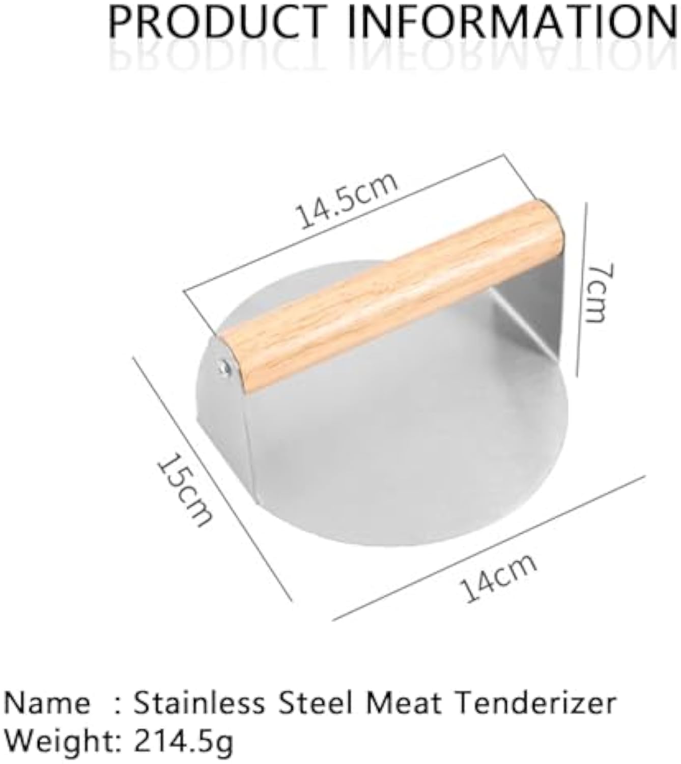 Pressa per Hamburger in Acciaio Inox Ø 14 cm, Schiacciacarne Professionale con Manico in Legno incl. 50 Dischi di Carta Forno, Smash Burger Press per Grill e Padella, Ideale per Steak, Bacon e Panini