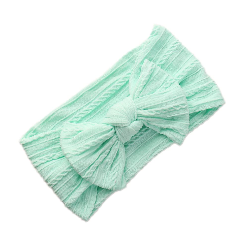 Anevous Pack of 2 Baby Turban Headbands, Baby Nylon Headbands, Soft Bow Headwear, Elastic Hair Bands for Newborns, Toddlers, Light Green โ image 1
