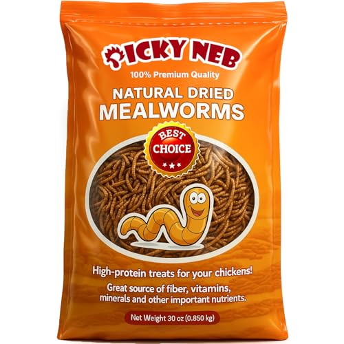 PICKY NEB Dried Mealworms 100% Non-GMO 30 Oz - Mealworms for Birds, Chickens, Ducks - Perfect High-Protein Treats - Whole Large Meal Worms, Dried for Chickens and Bluebird Food Bulk