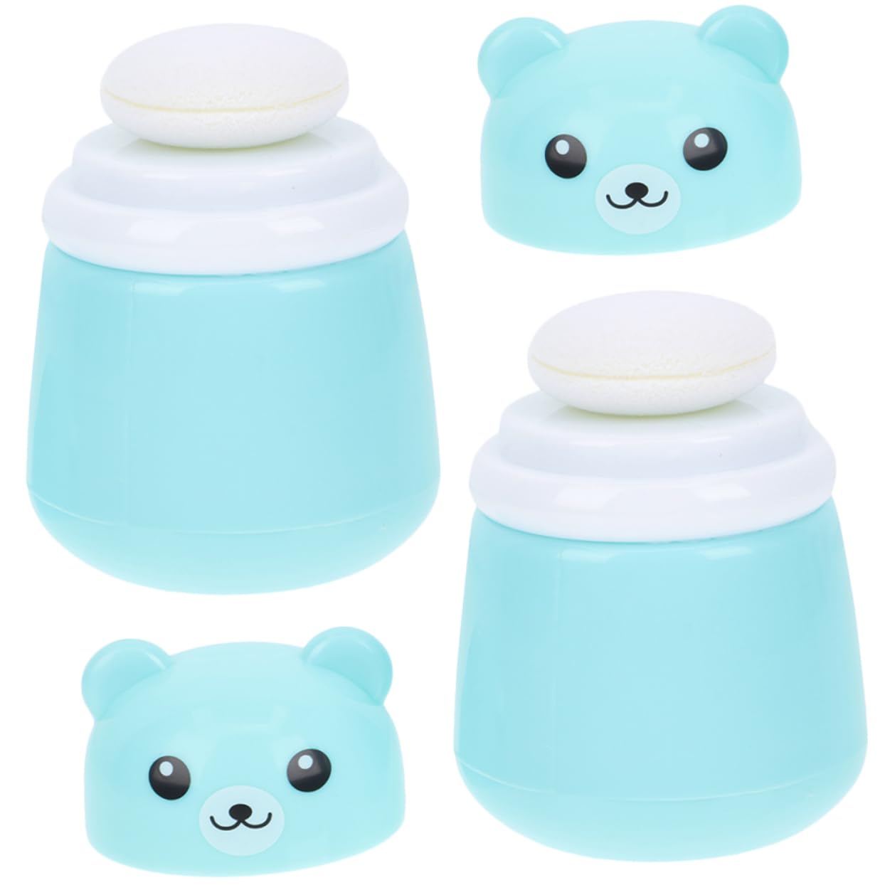 HAKIDZEL Talcum Powder Puff Box 2pcs Baby Non-Slip Lid for Boys and Girls and Adults