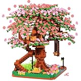 Kurimiaro Cherry Blossom Tree Building Block Set Gift for Adults, Cherry Bonsia Treehouse Micro Building Blocks, Japanese Sakura Flowers House 2138PCS