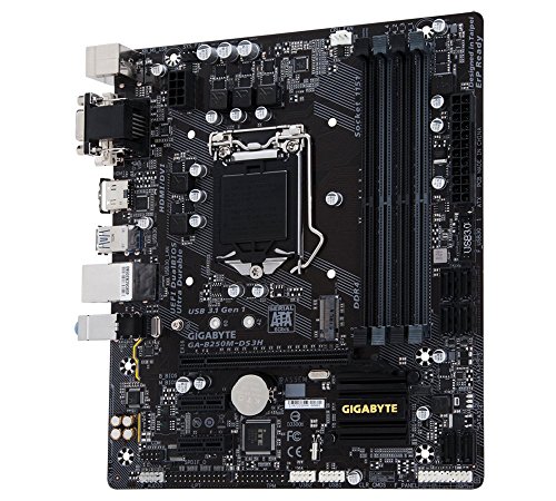 Image of Gigabyte GA-B250M-DS3H LGA 1151 Intel B250 USB 3.1 Micro ATX Intel Motherboard (Black)