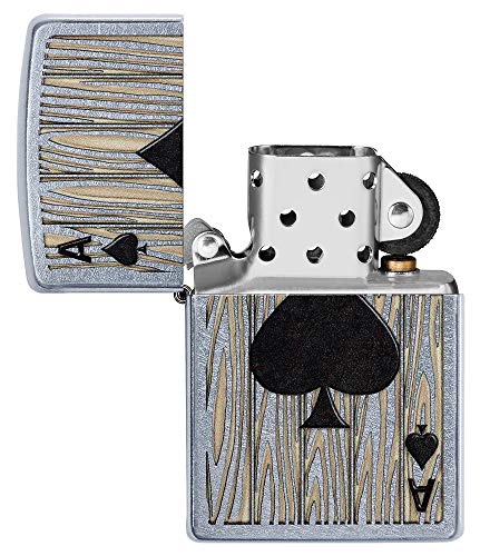 Image of Zippo Ace of Spades Design Street Chrome Pocket Lighter, One Size