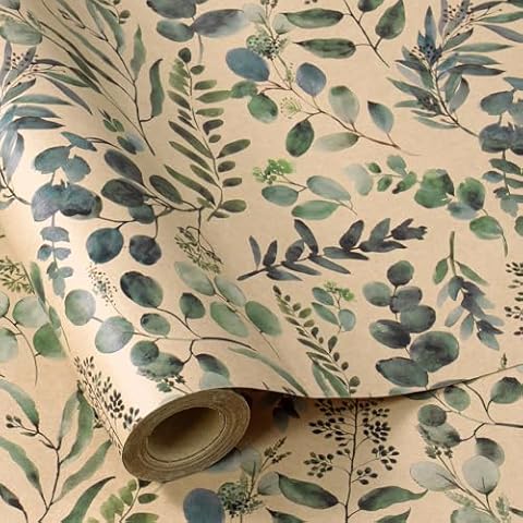 RUSPEPA Green Leaf Kraft Wrapping Paper Roll Cover