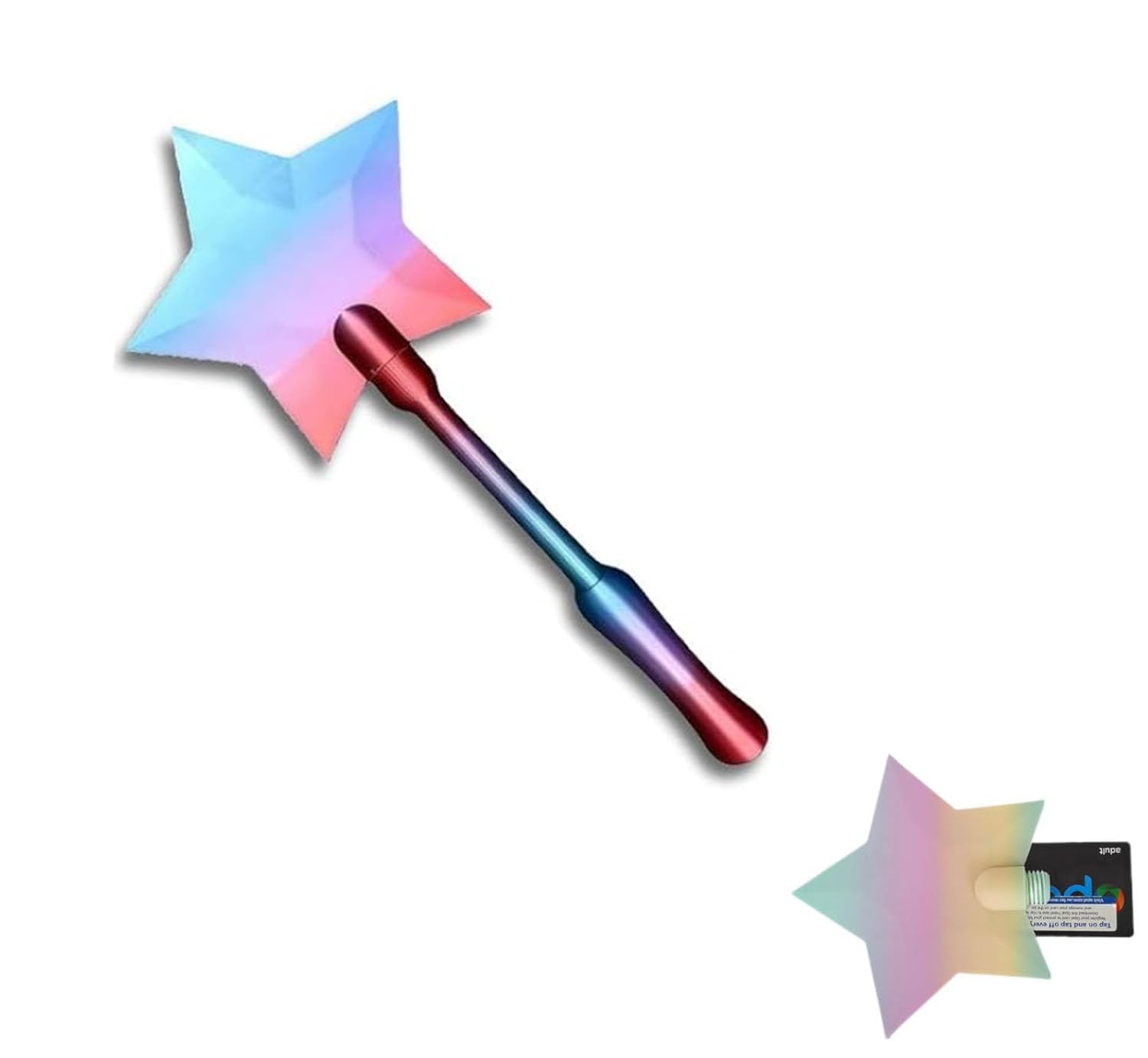 3D Gedruckter Stern Zauberstab Kreditkartenhalter für Kontaktloses Bezahlen, Kreativer NFC-Zahlstab, Lustiger Cardholder für Raves, Partys & Alltag, PLA-Kunststoff, Pink, 35,5 cm