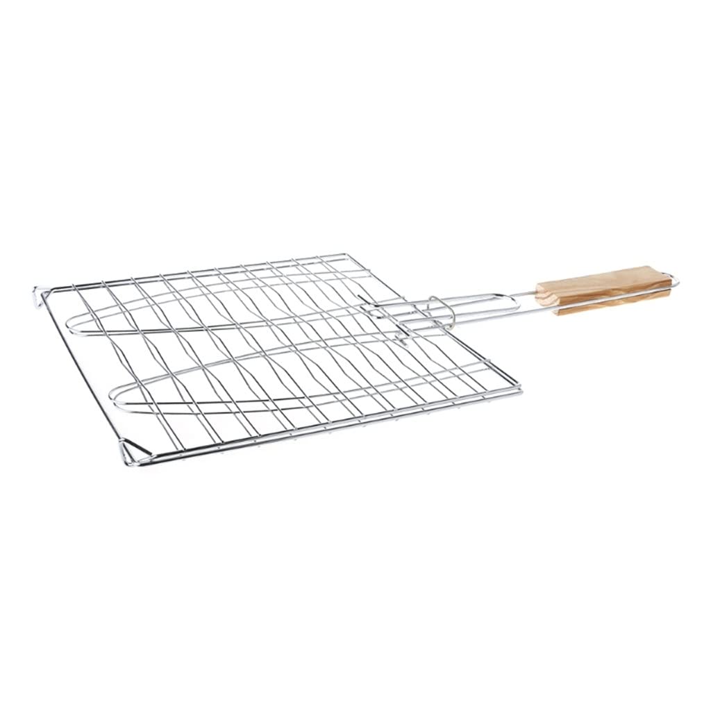 RWRAPS Griglia per Barbecue Griglia per Barbecue Rete per Barbecue Manico in Legno Carne Pesce Verdura Utensili per Barbecue Accessori per griglia Raddoppia Il Comfort