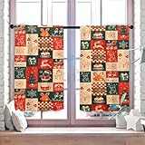2pcs Scheibengardinen Küche Bistrogardine 2er Set Weihnachtsgardinen Küchengardinen modern Weihnachtsbaum Küchenvorhang, Weihnachts Gardinen Wohnzimmer Scheibengardine Schlafzimmer Rot (H,160CM*150CM)