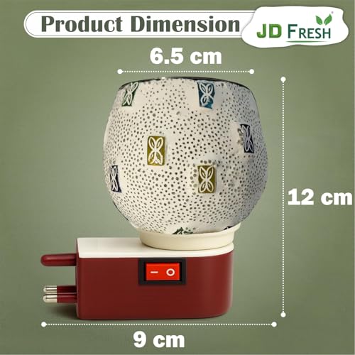 Image of JD FRESH Ceramic Kapoor Dani Lamp /Electric Camphor Diffuser Burner for Pooja /Bakhoor Burner /Multipurpose Incense Aroma Dhoop Dani /Night lamp Incense Burner for Office /Home /Temple /Meditation (JD-1029)