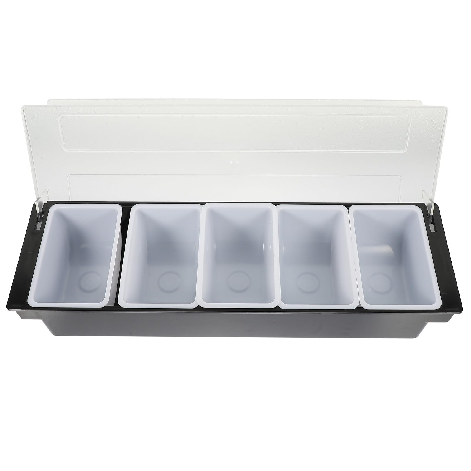 Artibetter Boîte à Goûter Facile à Transporter Compartimentée 5 Compartiments en Plastique Noir Design Divisé pour Fruits Secs et Condiments Bar