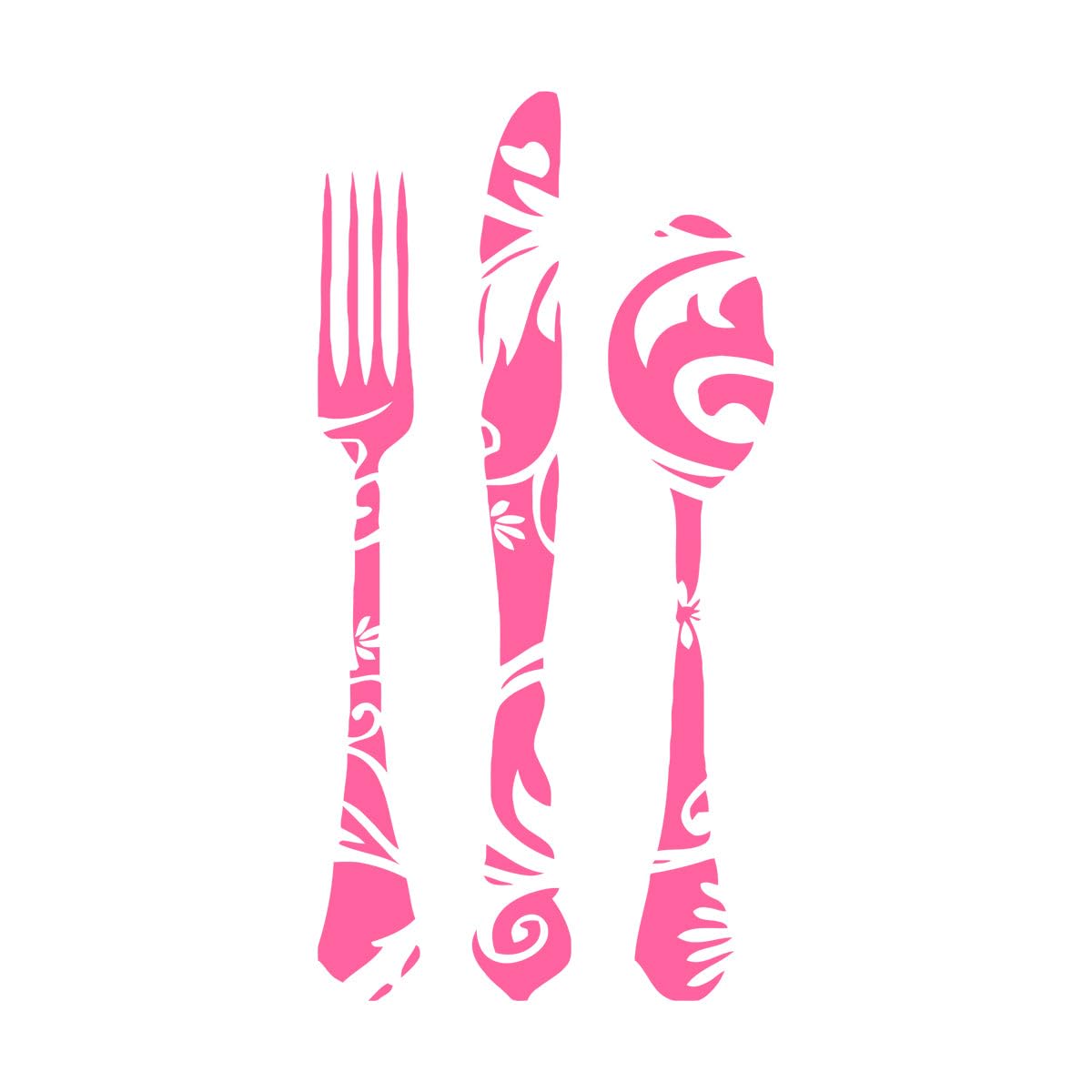 Spoon Knife Fork Wall Stickers for Kitchen Tableware Vinyl Wall Decals Decor Dining Room Home Decoration for Resturant Extra Large - 70x142cm