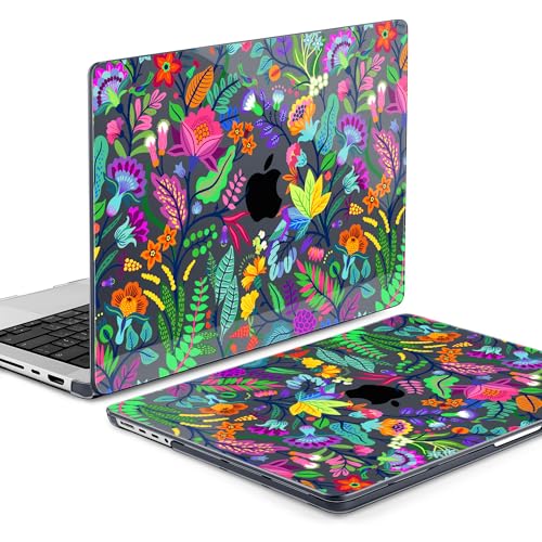 Image of MEEgoodo Case for MacBook Pro 16 inch 2026 2024 2023 2021, Laptop Shell Compatible with M5 M4 M3 M2 M1 Pro /Max Chip, Fit Model A3429 /A3428 /A3403 /A3186 /A2991 /A2780 /A2485, Bright Flowers & Tropic Leaves