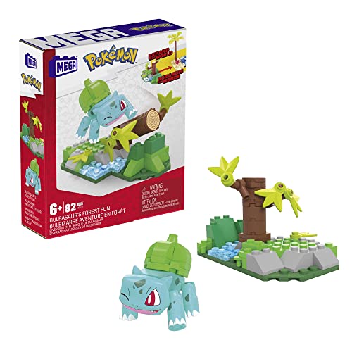 MEGA Pokémon Coffret de construction Aventure en Forêt avec Figurine Bulbizarre, Environnement de forêt, 82 briques et pièces compatibles, Jouet Enfant, Dès 7 ans, HDL77