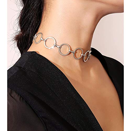 Suyi Choker Necklace - Simple Geometric Circle Choker Statement Clavicle Necklace for Women Necklace Jewerly2
