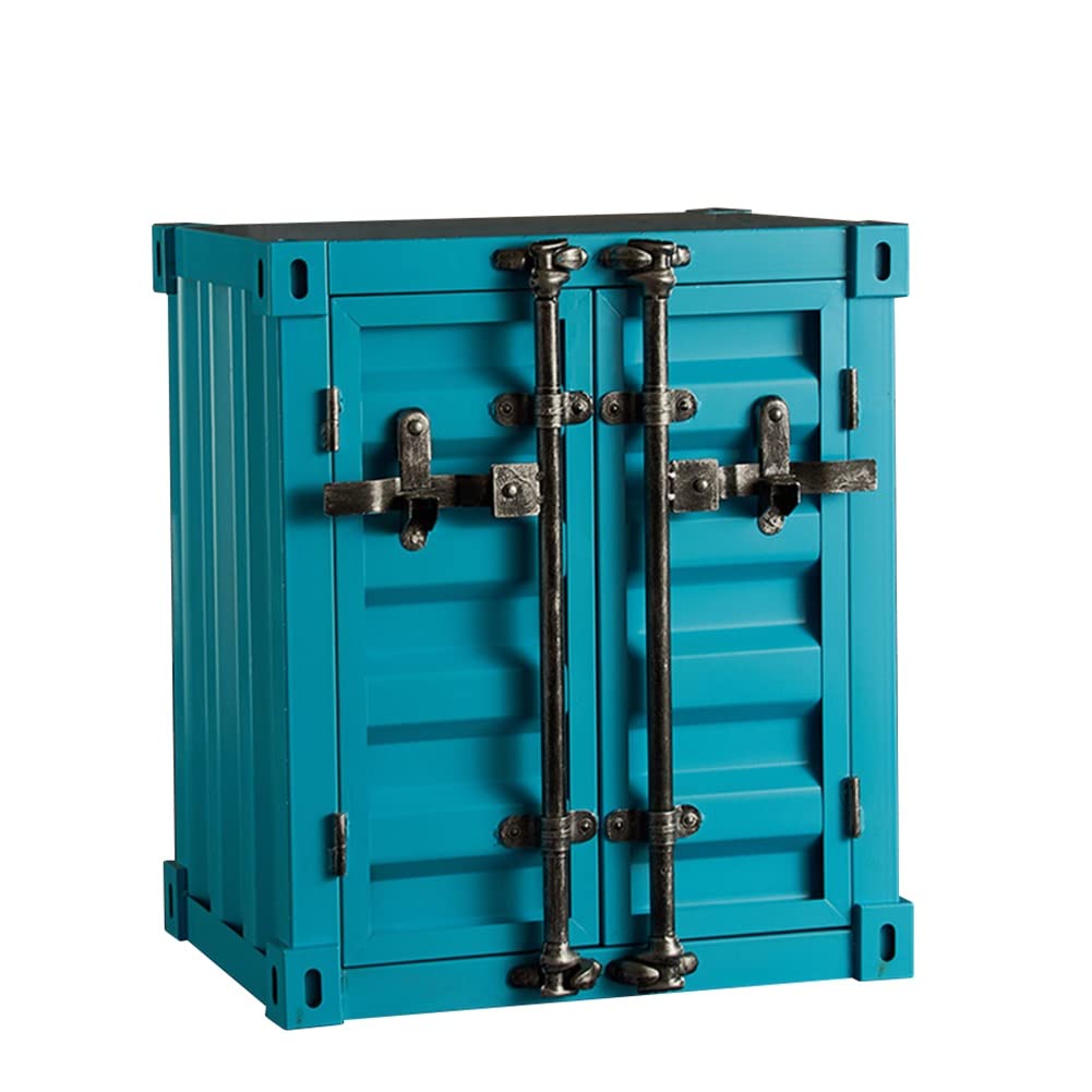 Armadio Ferro Armadio di stoccaggio in Metallo retrò Industriale, armadietti a Doppia Porta for Container, armadietti for Decorazioni Creative for casa/Ufficio/Negozio (Color : Blue, Size : 50x3