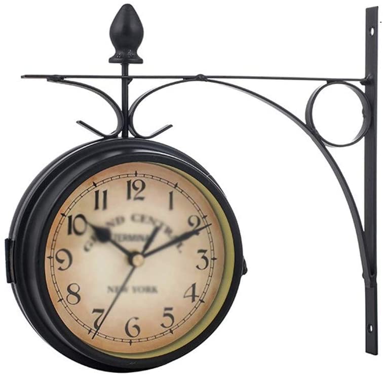 Horloges silencieuses classiques double face style vintage en fer
