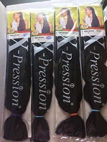 Color 1: 10 packs X-Pression Kanekalon Ultra Braid 82" 165g, softer and smoother texture
