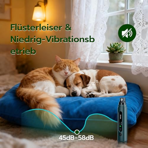 Tolesum Krallenschleifer für Hunde 5-Gang Mit LED Leuchten,Leiser,Wiederaufladbare, leistungsstarker Elektrischer Krallenschneider für Haustiere,Kleine, Mittelgroße Hunde und Katzen