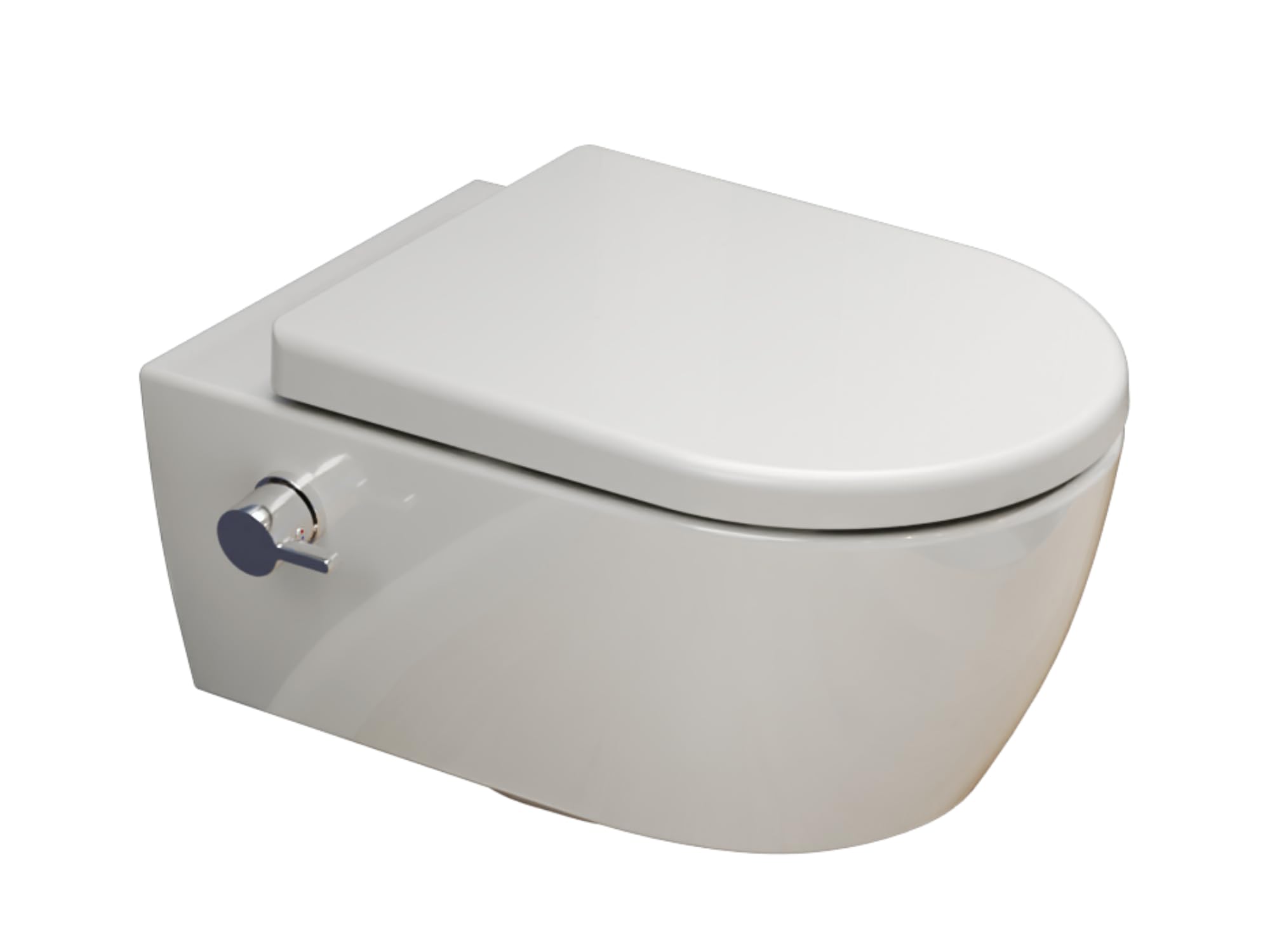 SSWW WC-doccia sospeso con rubinetteria acqua calda/fredda, vaso a parete con bordo di scarico, funzione Taharet-Bidet, sedile Softclose Duroplast, ceramica bianco lucido, 54 cm