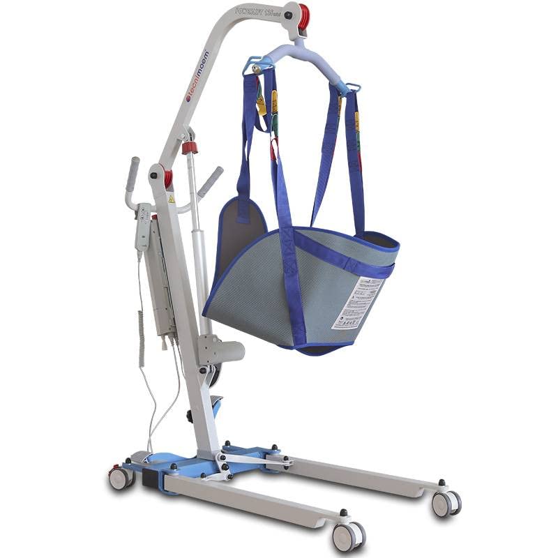 Ventadecolchones – Grúa Eléctrica para el traslado de pacientes, personas mayores, elevación cuerpo completo. Marca Española. Soporta hasta 135 Kilogramos. Arnés Incluido.