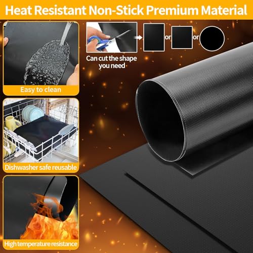 CIRULLI 8er Set BBQ Grillmatte für Gasgrill,50x32 grillmatte,Wiederverwendbar,GrillmatteZuschneidbare Größe,Hitzebeständig Grillmatte für Holzkohlegrill,Grill,Backofen