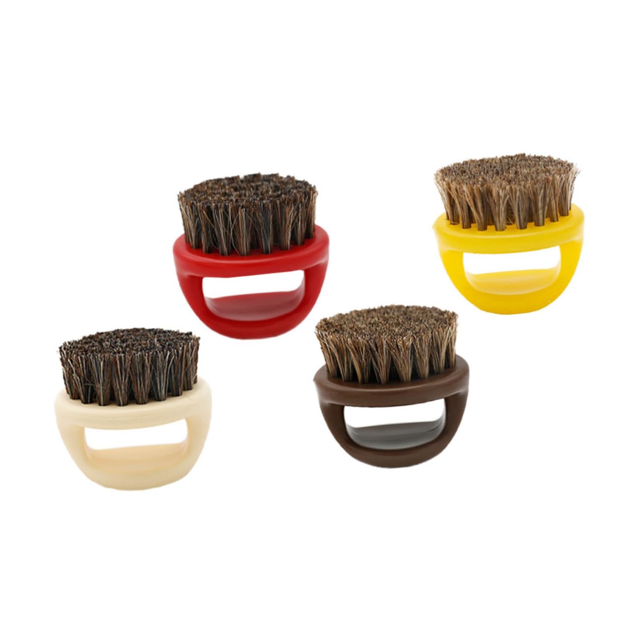 Ipetboom Beard Styling Brush Set 4pcs Horsehair Bristles Soft and Moisturizing for and Beard Ergonomic Abs Ring for Gentle Comb Random