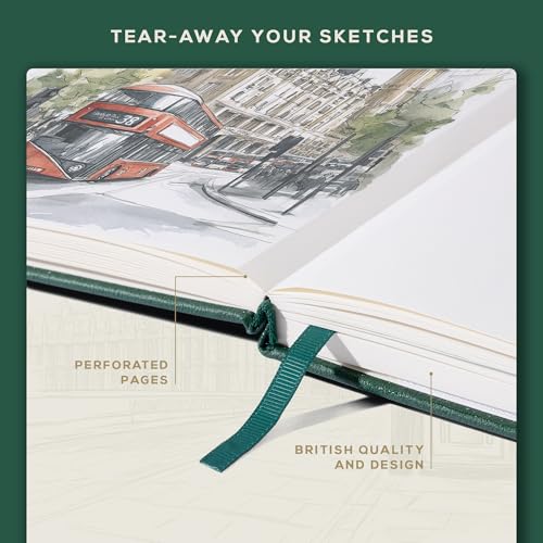 BEECHMORE-BOOKS-Sketch-Book-A4-85-x-115-inch-Blank-Sketchbook-for-Drawing-Paint-and-Draw-156-Pages-Thick-Paper-160gsm-Hardcover-Leather-Art-Notebook-Boxed-for-Gifts-Dartmouth-Green