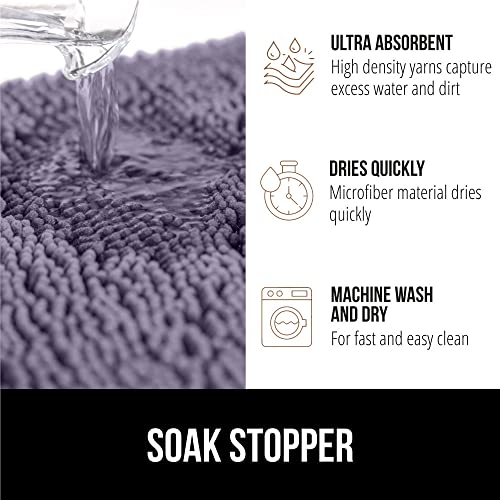 Image of Gorilla Grip Original Indoor Durable Chenille Doormat, 48x30, Absorbent Washable Inside Mats, Low-Profile Rug Doormats for Entry, Mud Room Mat, Back Door, High Traffic Areas, Soft Purple