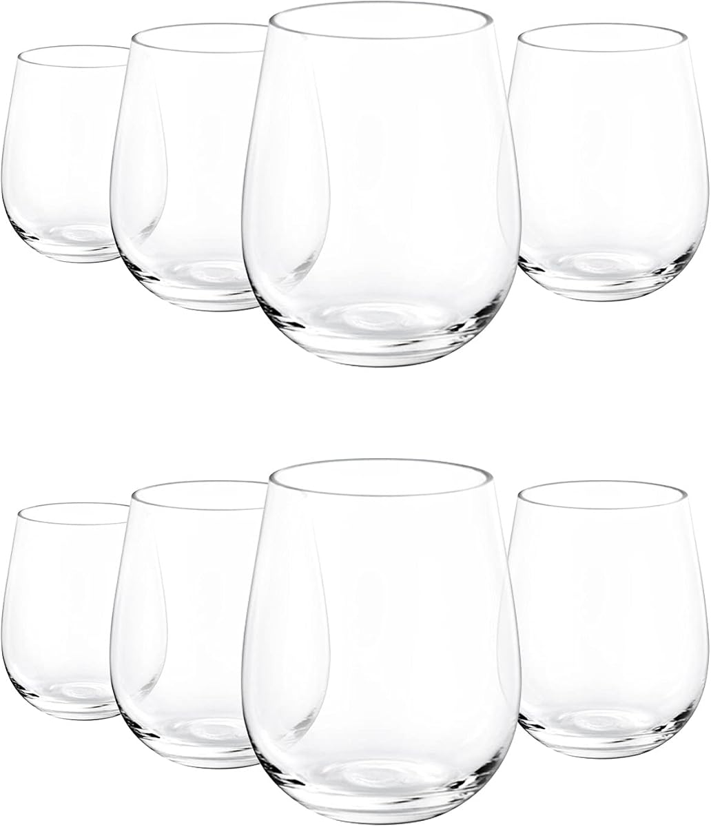 KX-WARE Copas de vino irrompibles de acrílico sin pie de 18 onzas, juego de 8 transparentes