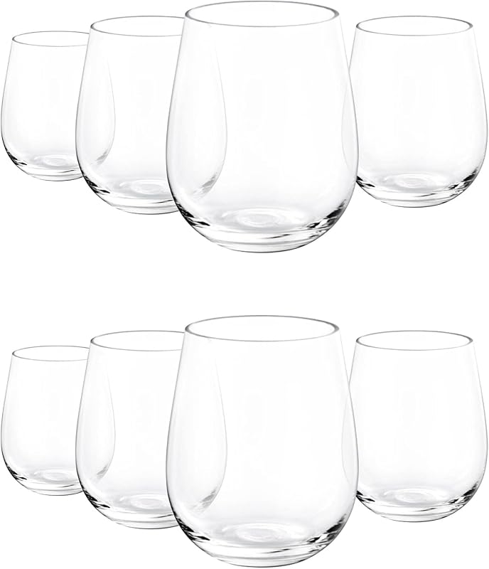 KX-WARE Copas de vino irrompibles de acrílico sin pie de 18 onzas, juego de 8 transparentes