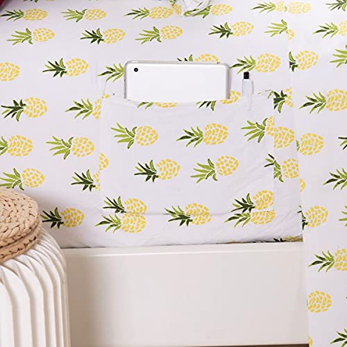 Elegant Comfort Ultra-Soft Double Brushed 6-Piece Microfiber Sheet Set. Beautiful Tropical Patterns, And Vibrant Solid Colors, Luxury, All-Season Bed Sheet Set - Pineapple, Full #TOP2