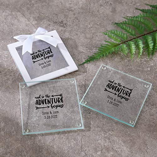 image for Kate Aspen Personalized Glass Coasters, 3 1/2