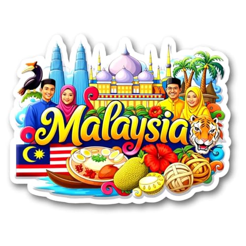 Image of Country Malaysia Theme Wooden Fridge Magnet for Refrigerator | Malaysia Printed Decorative Magnet for Home Kitchen Decor | Travel Souvenir Gift Fridge Decoration Item(Malaysia)