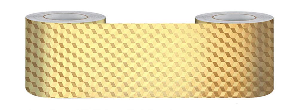 uoXHFdh Wallpaper Border Stickers Peel and Stick Multicolor(Gold Square,20cm X 500cm)