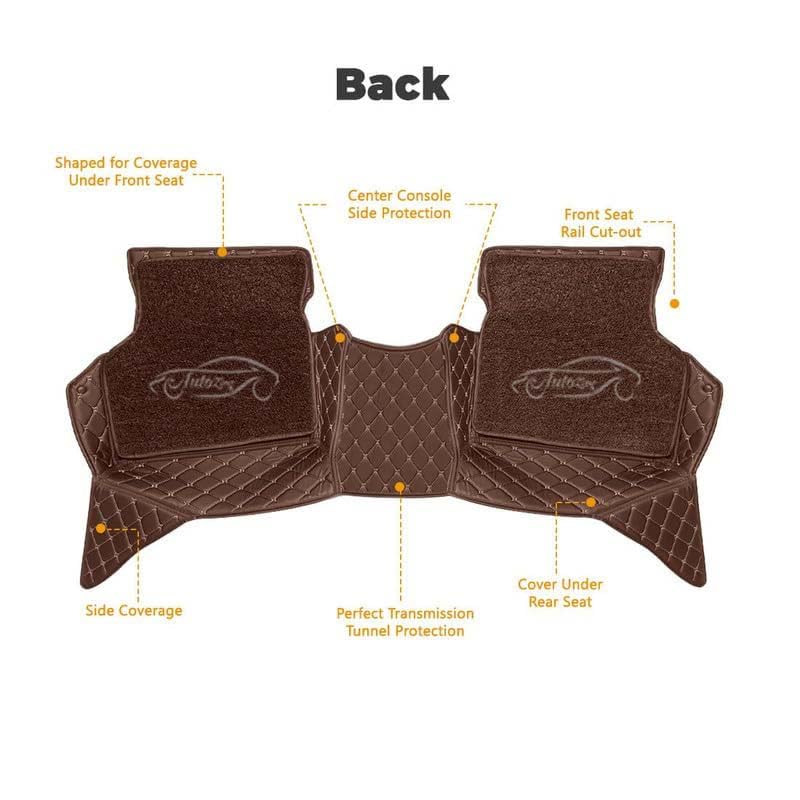 Image of Superior 7D Car Floor Mat Set for Tata Punch Facelift 2026 Petrol /Diesel /CNG, Luxury Leather + Curly Foot Mats, 7-Layer Protection, Waterproof & Anti-Skid, Coffee Beige with Coffee Curly
