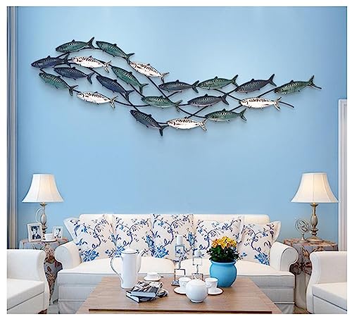 FLYUFO Décoration Murale Poisson en Métal 3D, Décoration Murale Tenture Murale en Fer Forgé Décoration Murale Poisson décoration d'intérieur pour Salle...